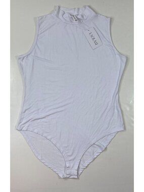 Laolasi Womens Sleeveless White Bodysuit Mock Neck Size 2XL